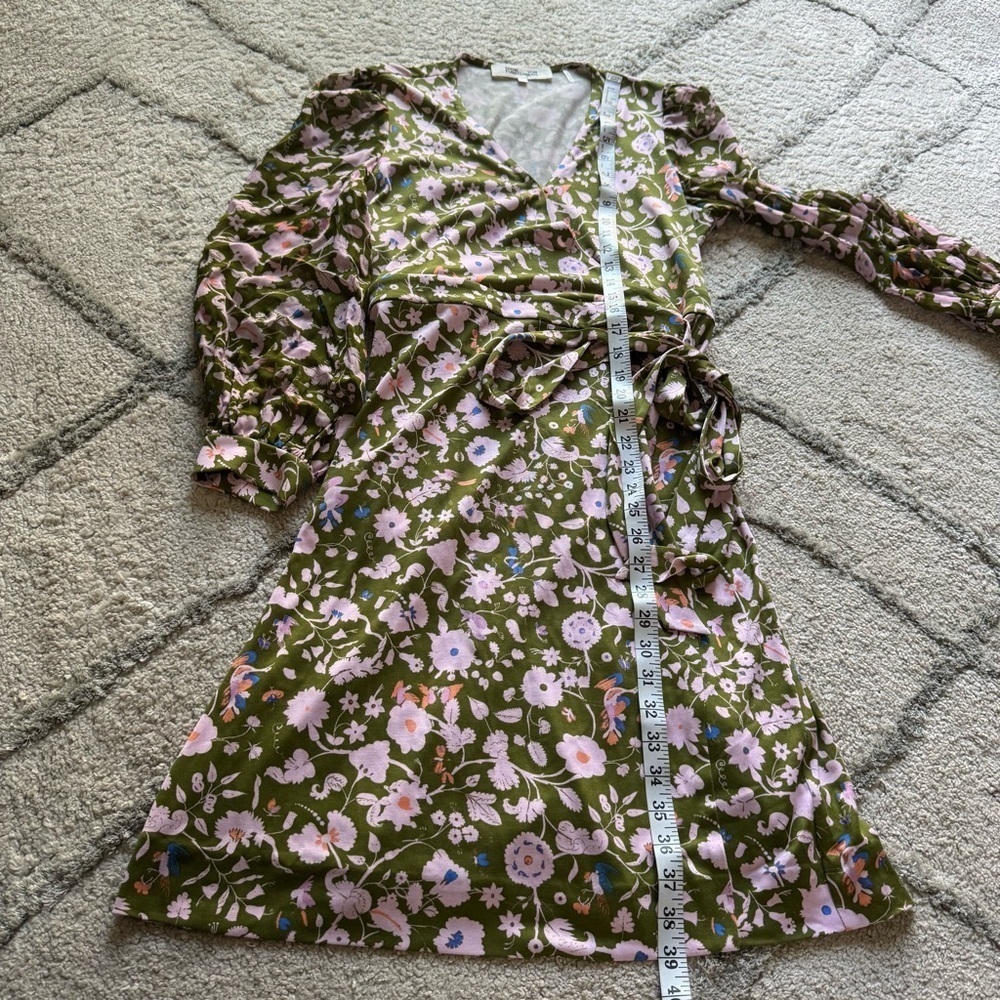 Diane von Furstenberg Gala Silk Jersey Mini Wrap Dress green pink large - Picture 10 of 16